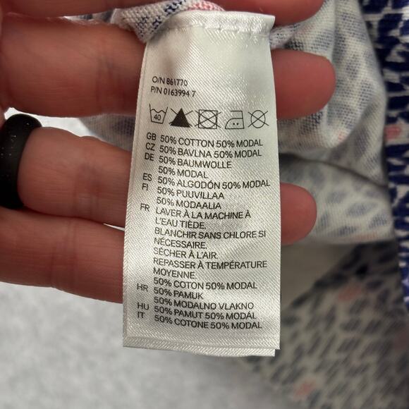 H&M Cardigan Sweater XS Blue Pink Leaf Print Cotton‎ Modal Soft Girl Coquette - Picture 10 of 10